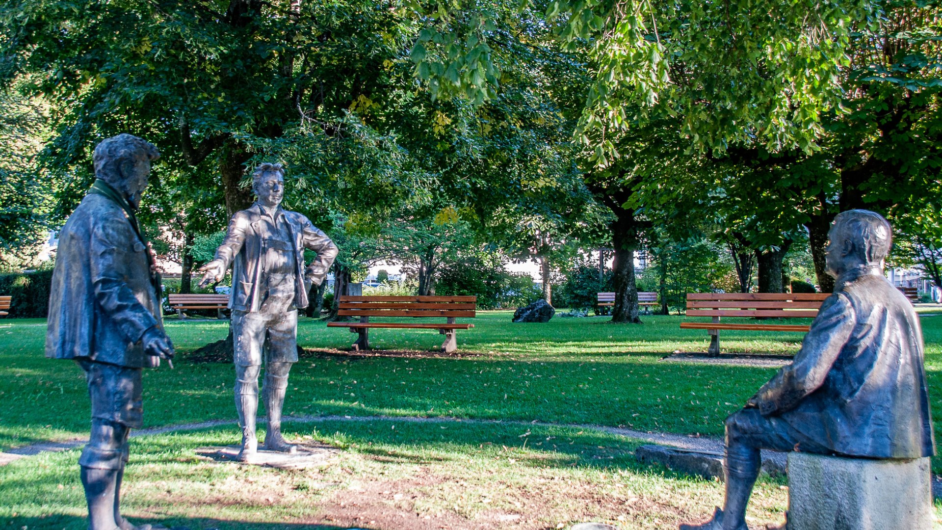 Bronzeskulpturen Kurgarten Rottach-Egern - Ganghofer, Thoma, Slezak