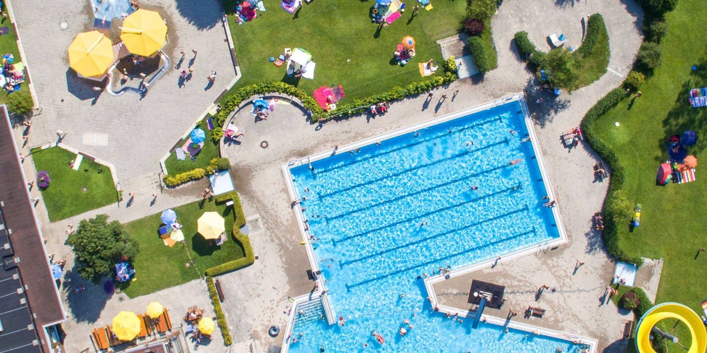 Schwimmbad Luftaufnahme Schwimmbad Luftaufnahme